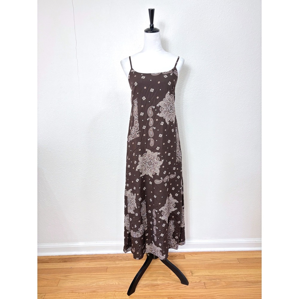 Anko Brown Bandana Sleeveless Maxi Dress Size 6 Cottagecore Boho Western Cowgirl